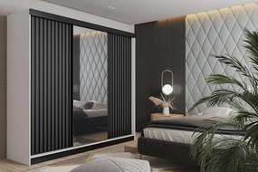 Malani 200 Tolóajtós Szekrény 200cm, Fehér-Grafit