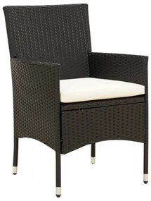 2 db fekete polyrattan kerti szék párnával