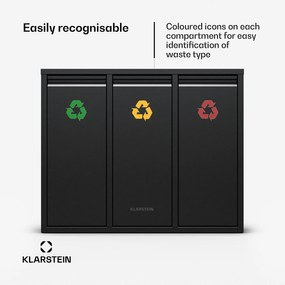 Klarstein Ordnungshüter 3, szemetes, 45 literes, 3 szelektív hulladékgyűjtő kosár, falra szerelhető