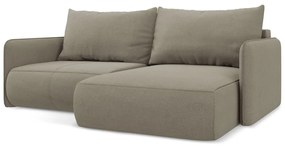 Bézs kinyitható-tárolóhelyes sarokkanapé (jobb oldali) Nanea – Makamii