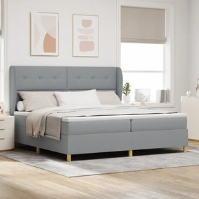 Boxspring Ágy Matrac nélkül, Világosszürke, 200x200 cm, Szövet