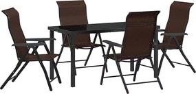 vidaXL Kert étkező szett 5 pcs Barna Porszórt acél