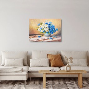 Festett kép egy váza virágról (üvegen) (70x50 cm)