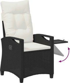 Fekvő Kerti Szék Fekete és Krém 56 x 60 x 112 cm polirattan