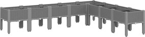 vidaXL világosszürke PP rácsos kerti ültetőláda 200 x 160 x 42 cm