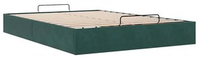 Ottomán ágykeret matrac nélkül Sötétzöld 140x190 cm bársony