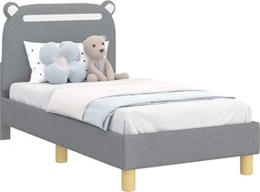 vidaXL Gyerekágy keret fejtámlával Világosszürke 70 x 140 cm szövet