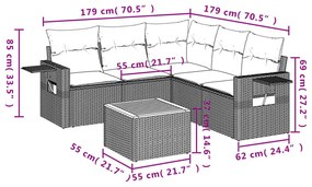 6 részes bézs polyrattan kerti ülőgarnitúra párnával