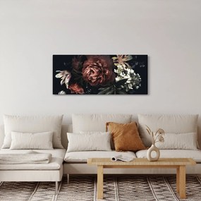 Kép - sötét virágok (120x50 cm)