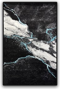Modern Szőnyeg 100X200 CM Puha Haj Fekete Türkiz Akcentus A Nappaliba