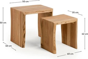 Akácfa tárolóasztal szett 2 db-os 40x50 cm Lomiri – Kave Home