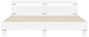 fehér ágykeret fejtámlával és LED-del 200 x 200 cm