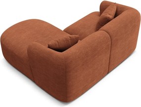 Terrakotta színű kordbársony sarokkanapé (jobb oldali-heverő résszel) Campi – Cosmopolitan Design