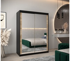 Ruhásszekrény 150 cm Toki 3 (matt fekete + szonoma tölgy). 1065076