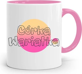 Rózsaszín Bögre Ajándék Lányának Őrült Lánya fényképes nyomattal