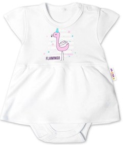 Baby Nellys Pamut baby szoknyák, cr. ujj, Flamingó - fehér 80 (9-12 m)
