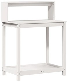 fehér tömör fenyőfa ültetőasztal polccal 82,5 x 50 x 109,5 cm