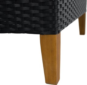 Kerti rattan szett, akácfa, fekete/szürke/természetes, MALKOM