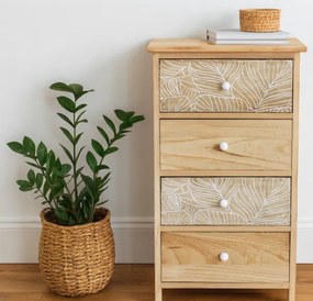 Komód LUIZA 4 fiókkal - boho design, 40 x 29 x 73 cm, 40 x 29 x 73 cm