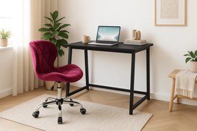 Dolgozószobai szett – összecsukható íróasztal ZARIMO 80×40 cm fekete + irodai szék AVOLA VELVET bordó