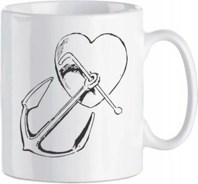 Tengerész bögre horgony és szív mintával 330 ml