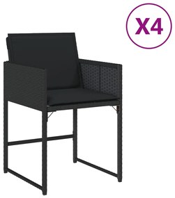 vidaXL 4 db fekete polyrattan kerti szék párnával