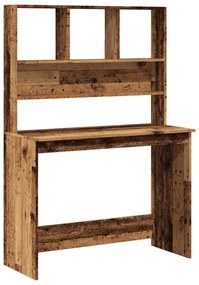 antik fa színű szerelt fa íróasztal polcokkal 102 x 45 x 148 cm