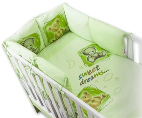 Baby Nellys Ágynemű párnával őr Édes álmok – TEDDY - zöld 120x90