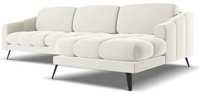 Krémszínű bársony sarokkanapé (jobb oldali) Nalu – Makamii