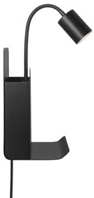 Nordlux - Fali lámpa polccal és USB ROOMI 1xGU10/8W/230V fekete