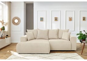 Krémszínű bársony sarokkanapé Enjoy – Bobochic Paris