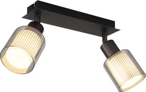 Globo 54456-2 Fali lámpa, matt fekete fém, krómozott/fehér üveg, HxSzxM: 280x80x186 mm, 2xE14 25W 230V izzók nélkül