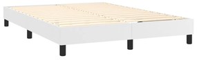 fehér műbőr rugós ágy matraccal és LED-del 140x190 cm