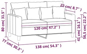 vidaXL kétszemélyes fekete bársony kanapé 120 cm