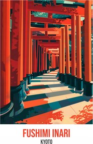 Poszter 61x91,5cm Fushimi Inari, Kiotó