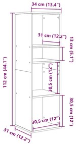 könyvszekrény betonszürke 34x31x112 cm szerelt fa
