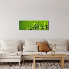 Zöld fenyőtoboz képe (órával) (90x30 cm)