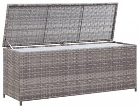 szürke polyrattan kerti tárolóláda 150 x 50 x 60 cm