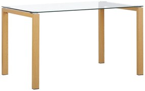 Étkezőasztal Üveg Felülettel Világos Fa Színű Lábakkal  130 x 80 cm TAVIRA Beliani