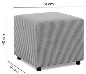 Zeus puff, kordbársony, 50x50, szürke