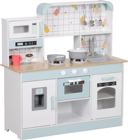 AIYAPLAY Gyerek Játék Konyha Fényekkel, Hangeffektekkel, Kávéfőzővel, Jégkészítővel, Mikrosütővel, Sütővel, Konyhai Kiegészítőkkel, Babakonyha 3 Éven