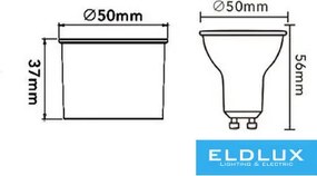 UNIVERSO Spot lámpa a Gu10 helyett 7w 540lm 3000k RA90 D50x56mm IP20
