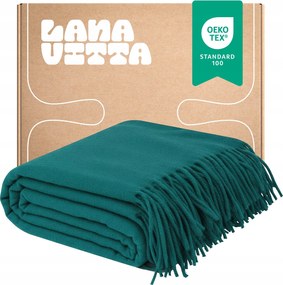 Gyapjú takaró Meleg Grand 100% Gyapjú Pléd Sötéttürkiz 140x200 cm