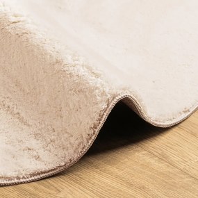 HUARTE bézs rövid szálú puha és mosható szőnyeg Ø 80 cm