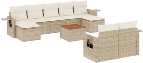 vidaXL 10 részes bézs polyrattan kerti ülőgarnitúra párnával