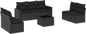 vidaXL 8 részes fekete polyrattan kerti ülőgarnitúra párnákkal