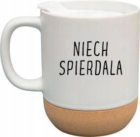 Fehér Bögre Fedéllel És Parafa Aljjal Ajándék