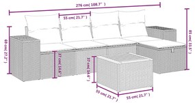 6 részes bézs polyrattan kerti ülőgarnitúra párnával