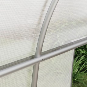 Outsunny Tunneles Üvegház 24 m² PE Borítással, Galvanizált Acél Keret Ø 24 mm, 12 Zöld Ablakkal és Roller Ajtóval, 8 x 3 x 2 m Fehér | Aosom