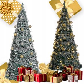 Karácsonyfa Díszített Díszes Kész Összecsukható 210cm Lámpák Bombák